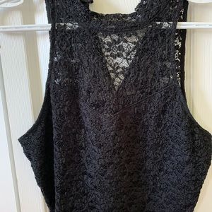 High Neck Black Lace Crop Top